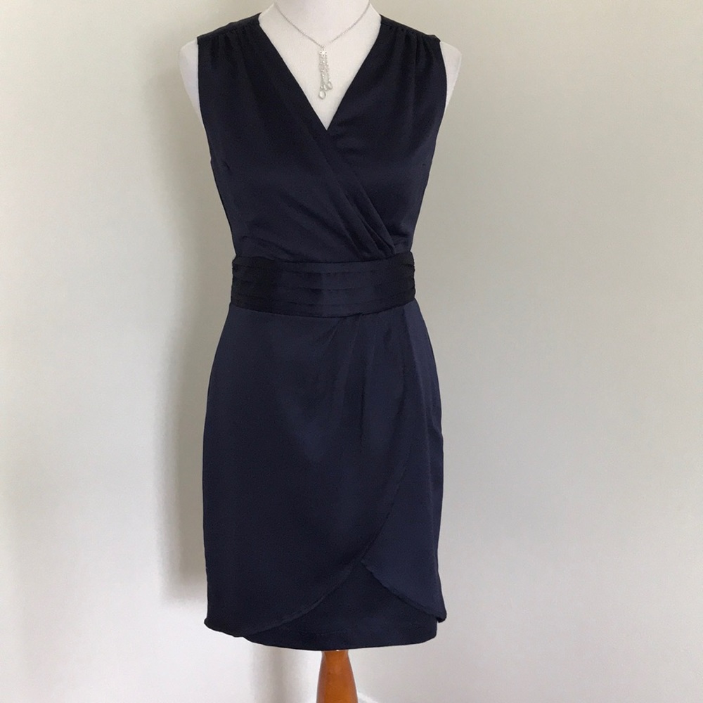 Navy Blue Silky Sleeveless Dress